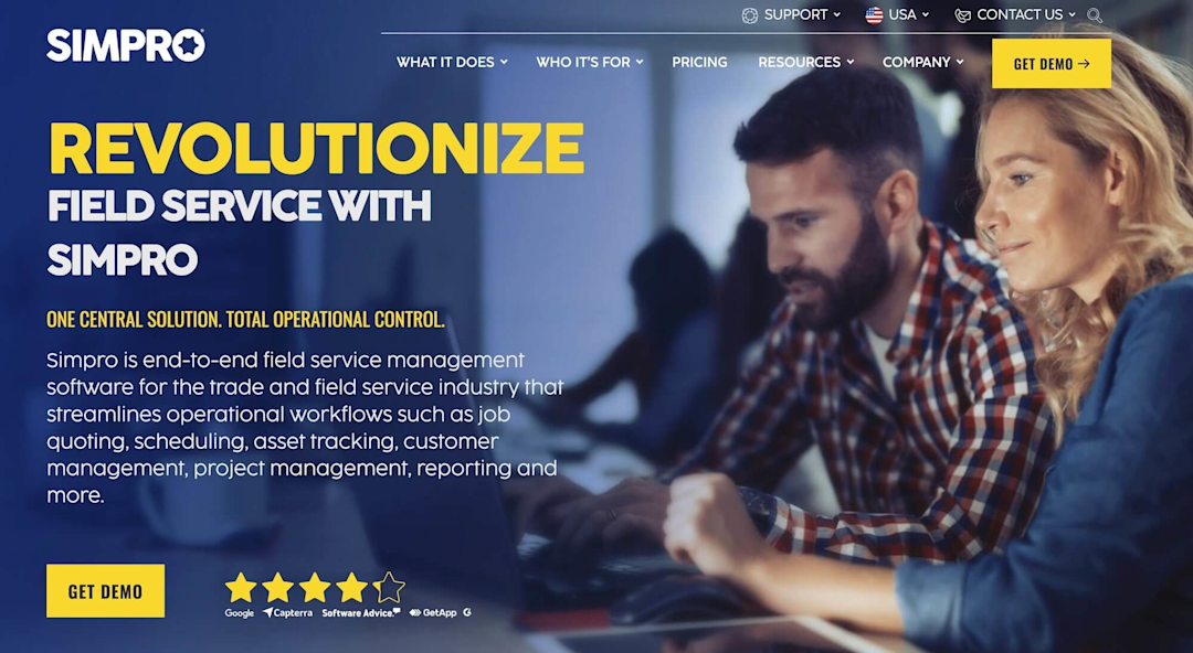 Simpro homepage: Revolutionize Field Service