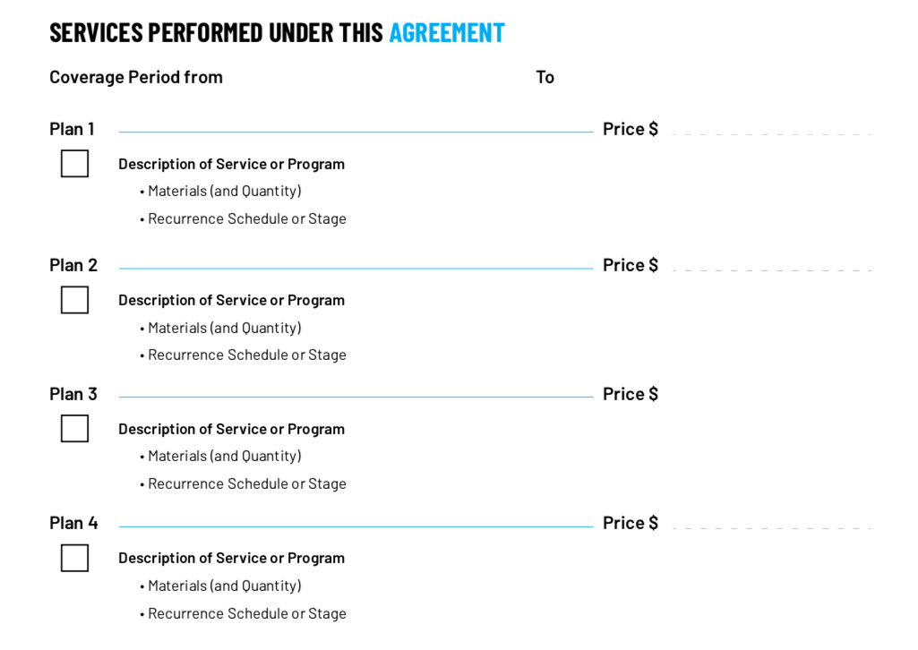 ServiceTitan's free "Services Performed Under This Agreement" Template