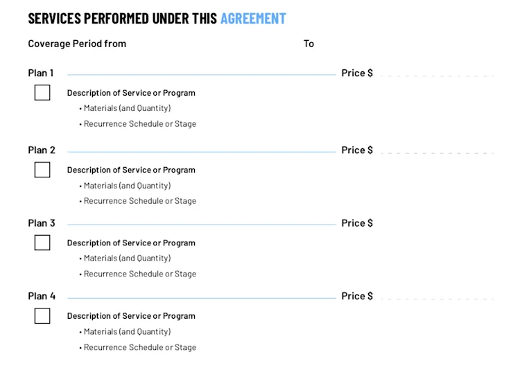 ServiceTitan's free "Services Performed Under This Agreement" Template
