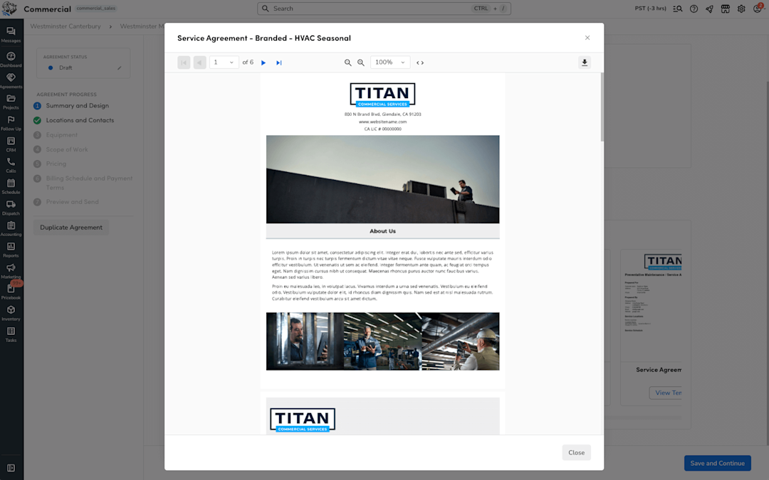 ServiceTitan's CRM: Branded Service Agreement