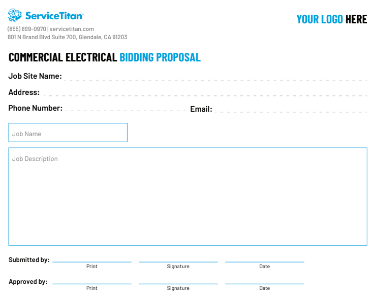 Free Commercial Electrical Bid Template from ServiceTitan: Customer Information