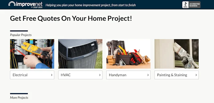 ImproveNet homepage: Get Free Quotes On Your Home Project!