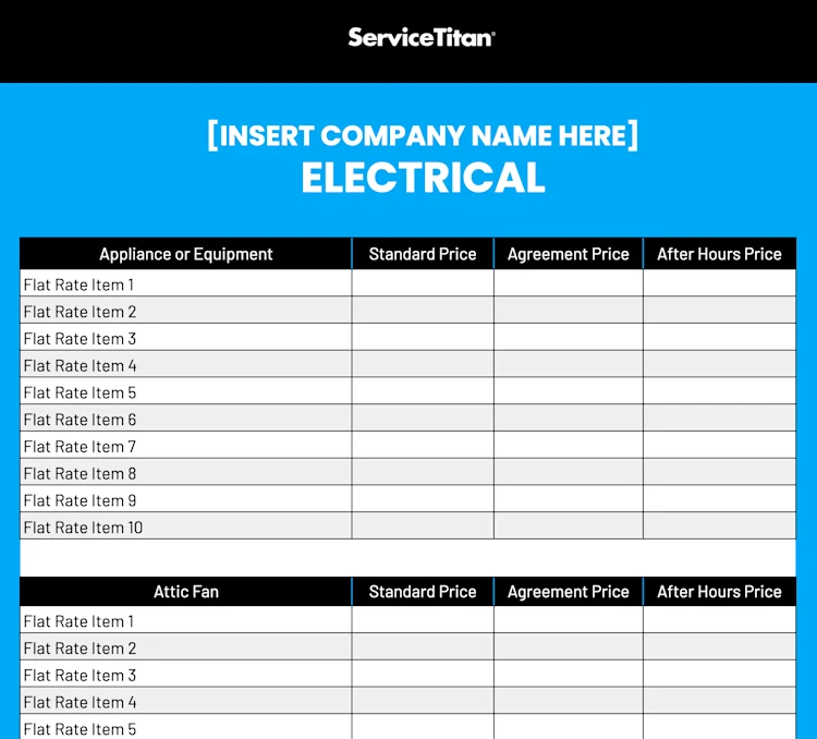 Flat-Rate Schedule template