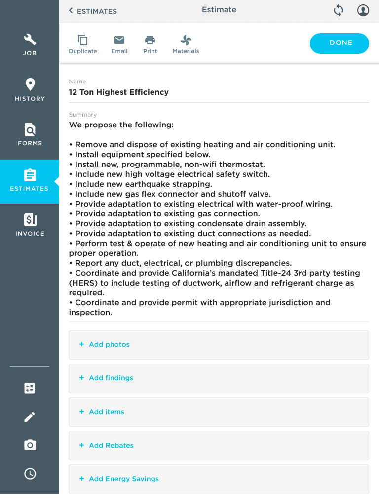 Estimate name: 12 Ton Highest Efficiency