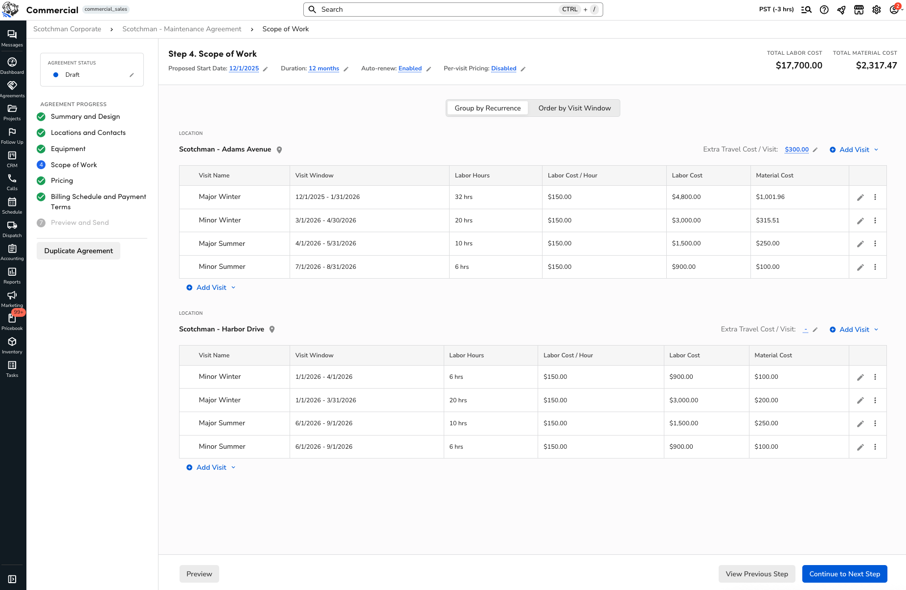 ServiceTitan's CRM: Maintenance Agreement and Scope of Work