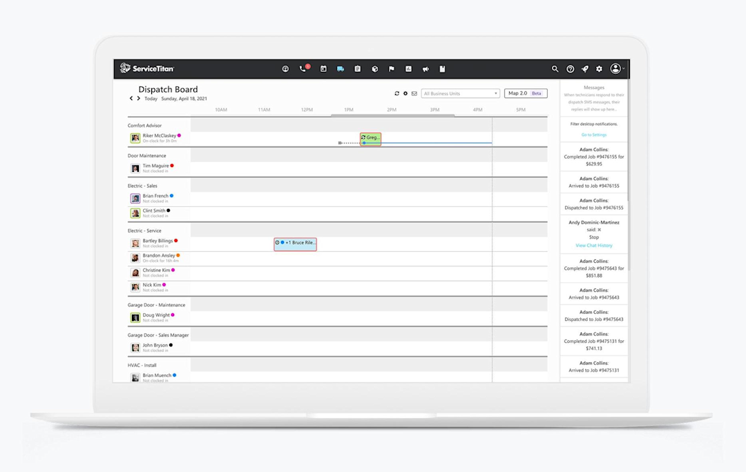 ServiceTitan's Dispatch Board: Dispatching and logistics with ServiceTitan's HVAC software