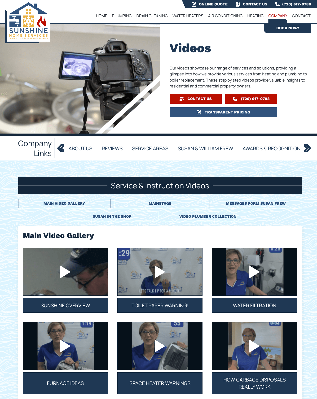 Sunshine Home Services videos and transparent pricing