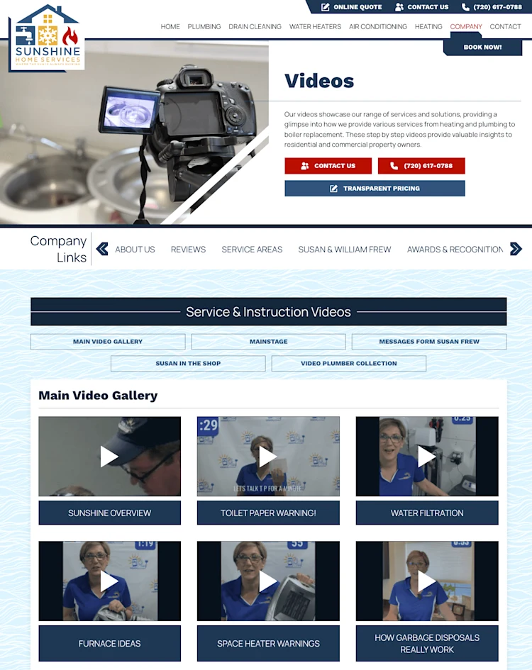 Sunshine Home Services videos and transparent pricing