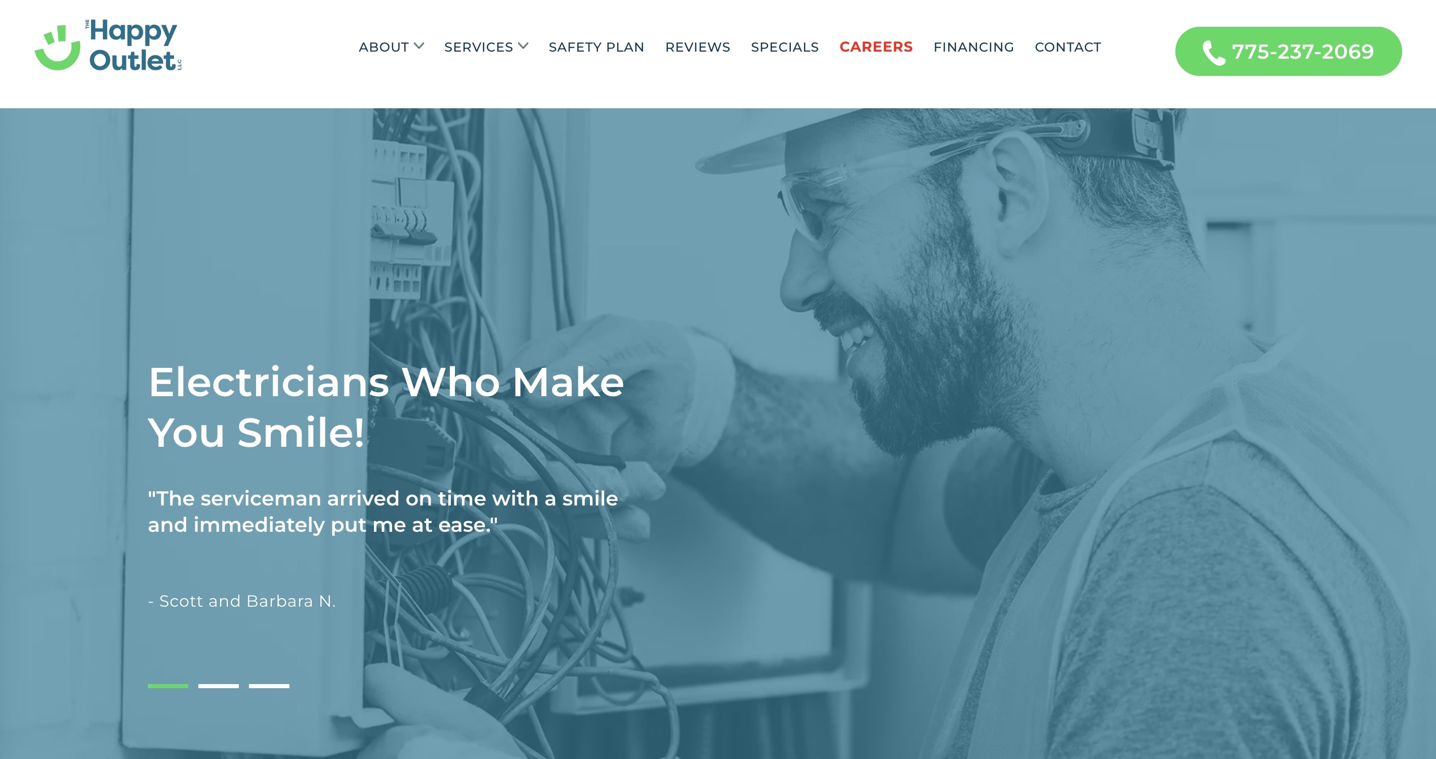 The Happy Outlet homepage: Electricians who make you smile!