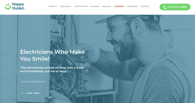 The Happy Outlet homepage: Electricians who make you smile!
