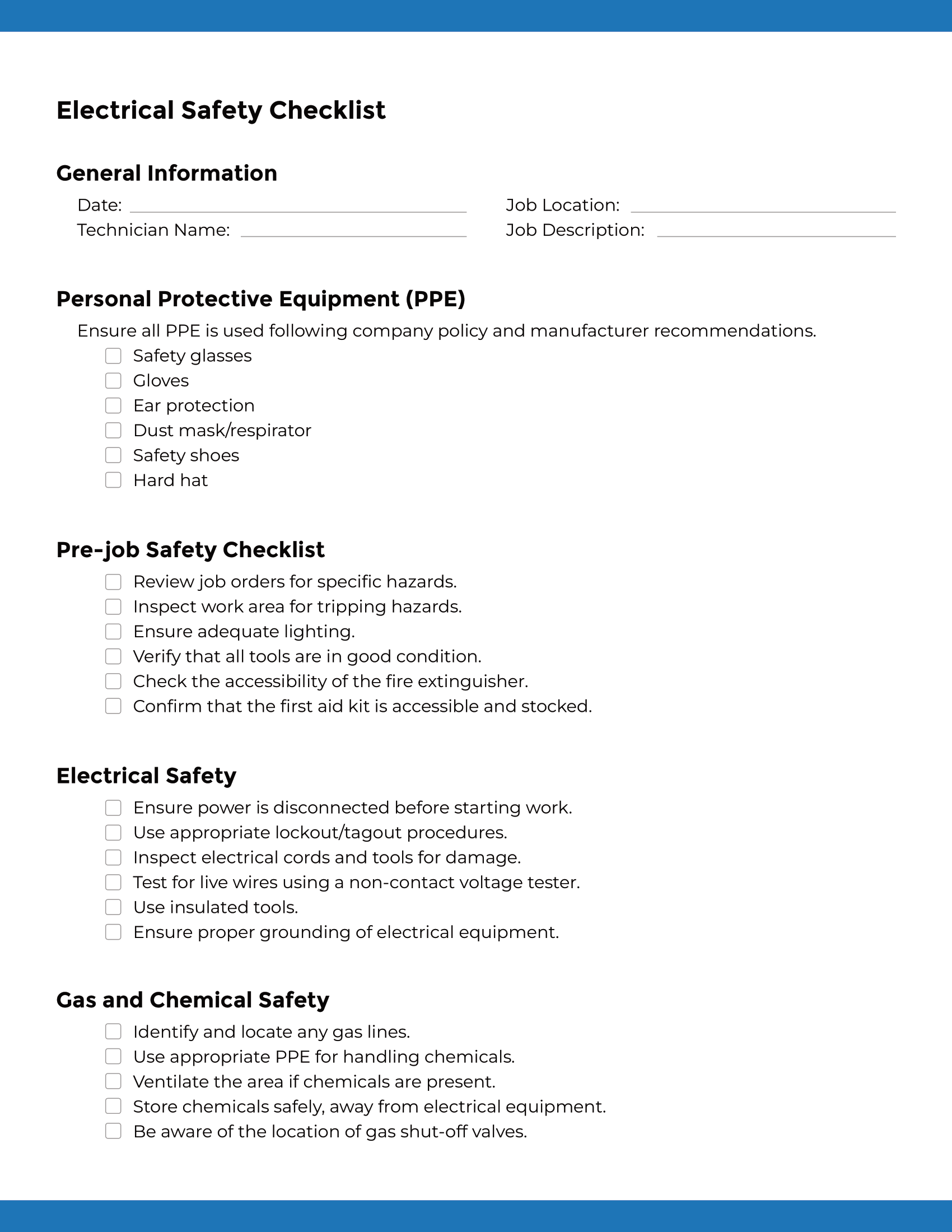 Electrical Safety Checklist | Page 1
