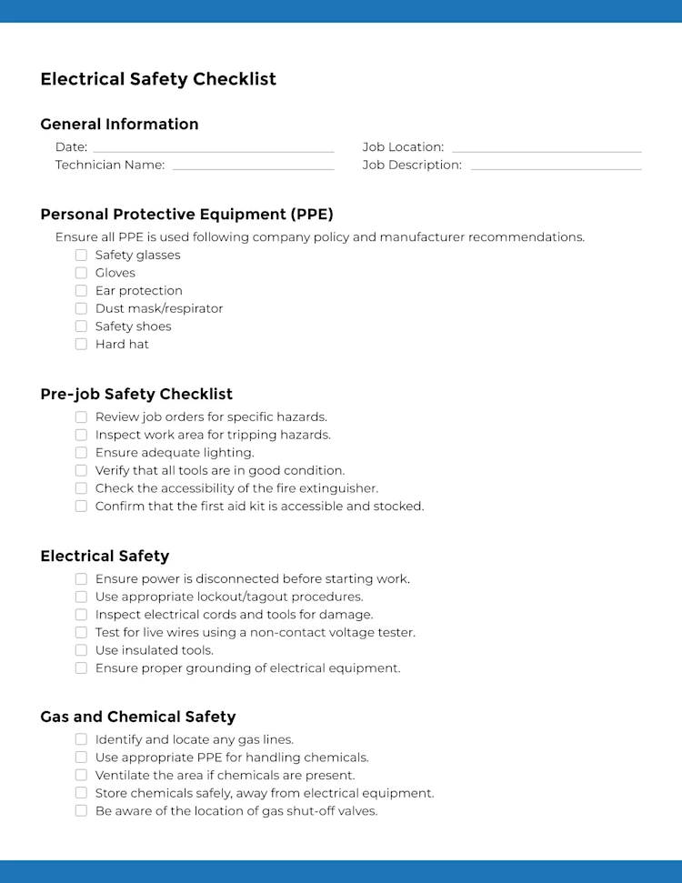 Electrical Safety Checklist | Page 1