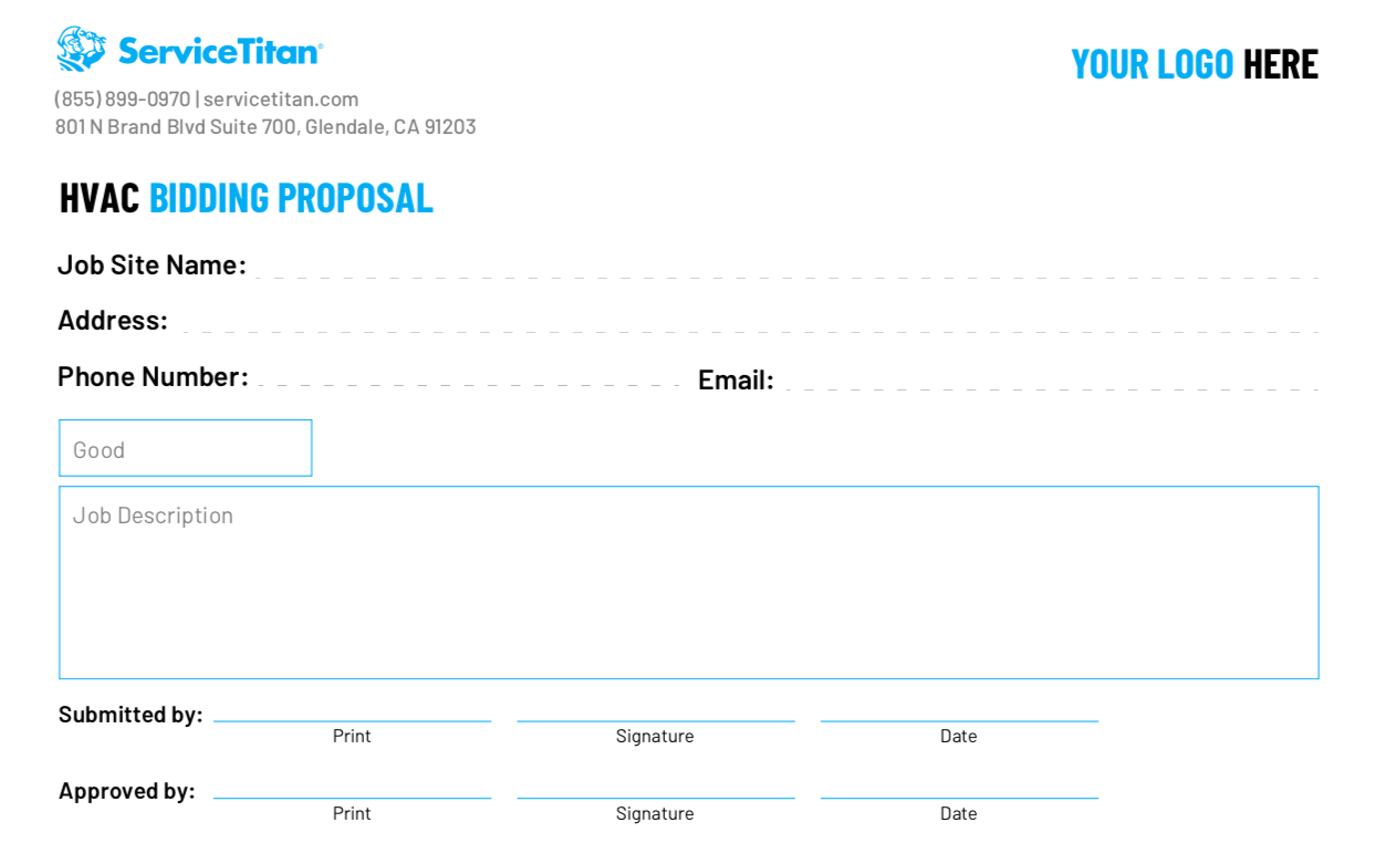 ServiceTitan's Free HVAC Bidding Proposal PDF Template