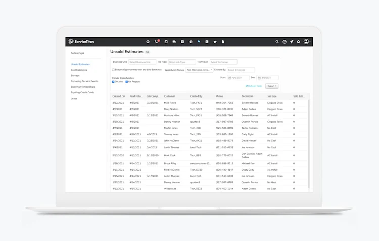 Follow Ups: Unsold Estimates in ServiceTitan