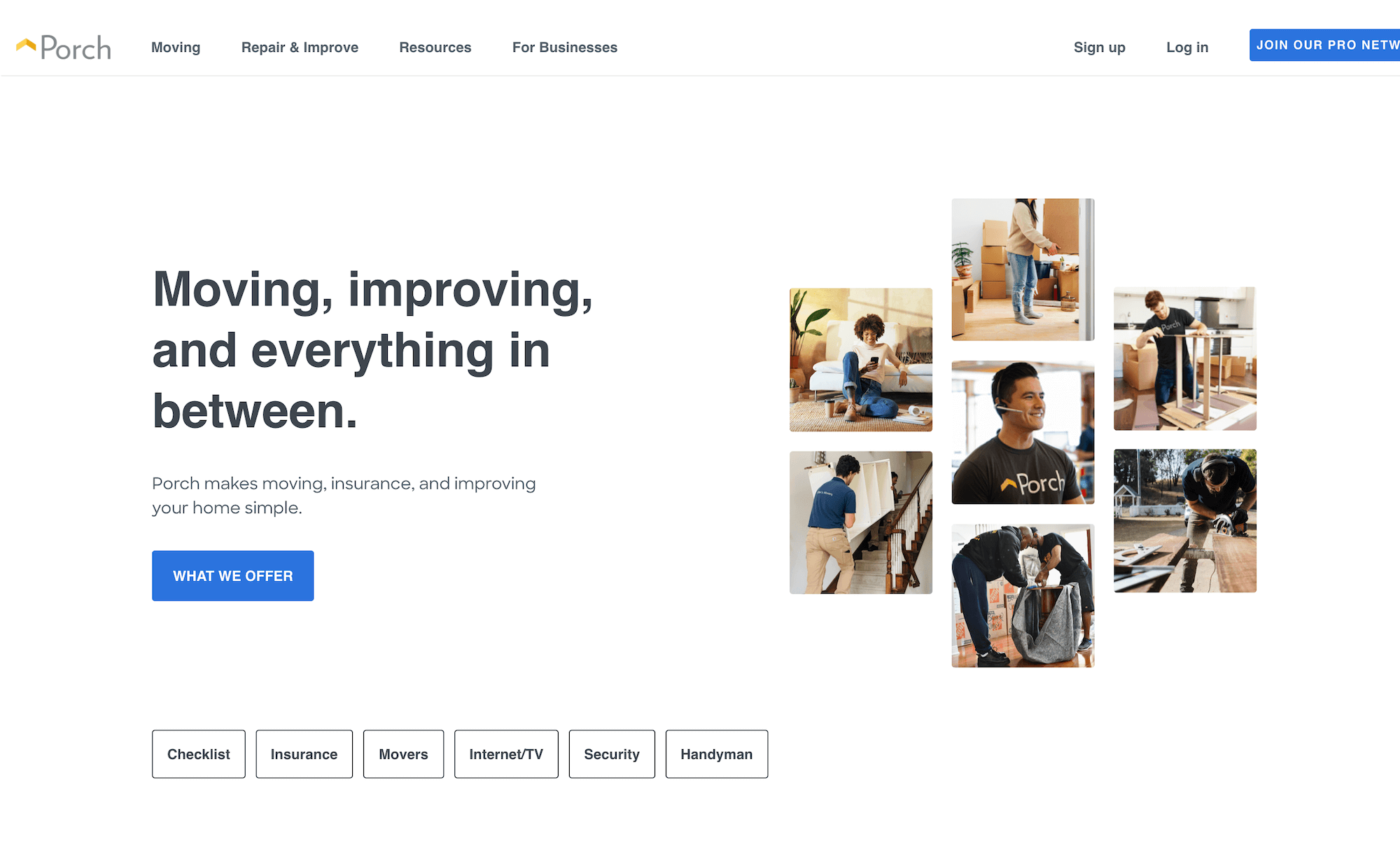 Porch homepage: Moving, improving, and everything in between.