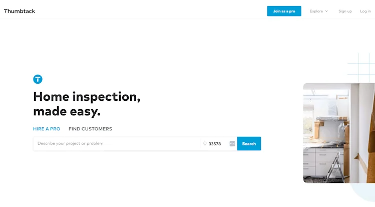Thumbtack homepage: Find local professionals for pretty much anything