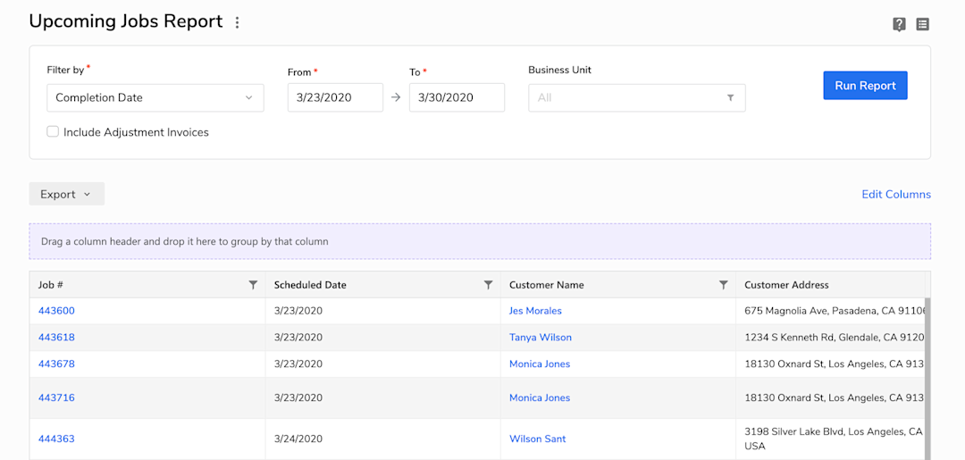 Reports Screen