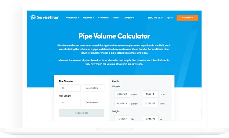 Pipe Volume Calculator in ServiceTitan