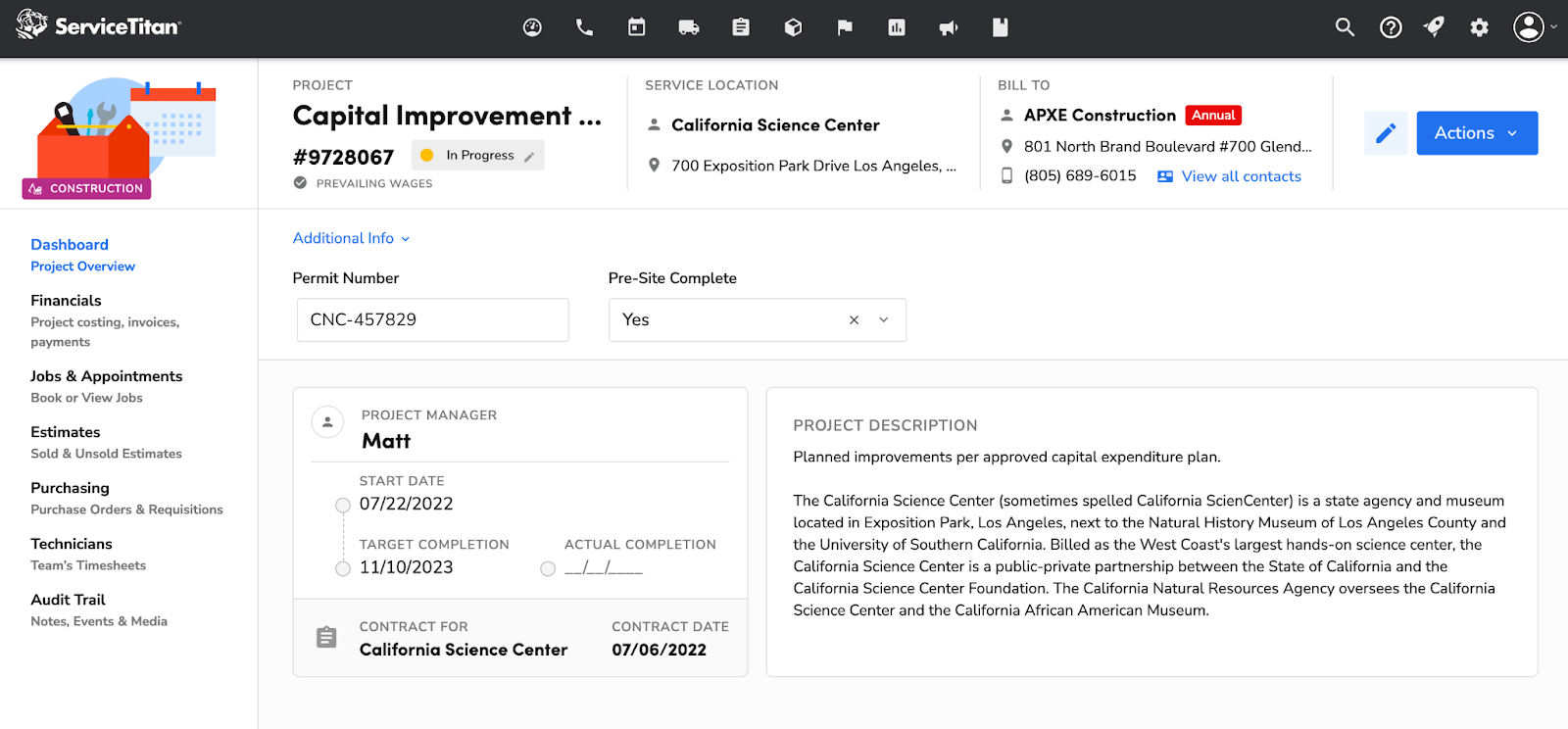 Capital Improvement Project Description (Desktop)