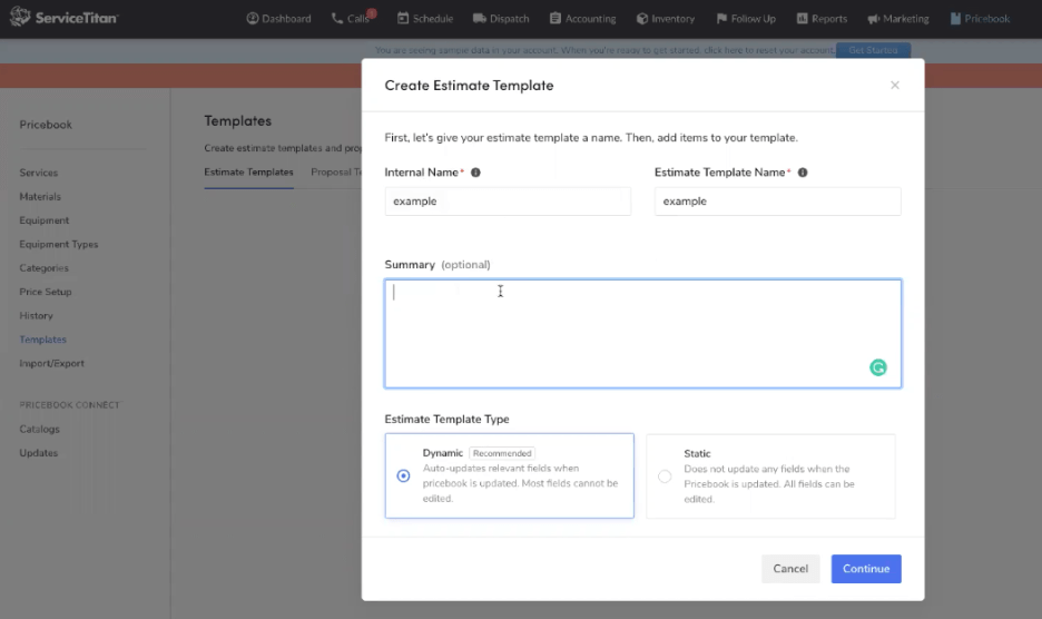 Creating an Estimate Template in ServiceTitan