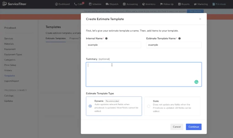 Creating an Estimate Template in ServiceTitan