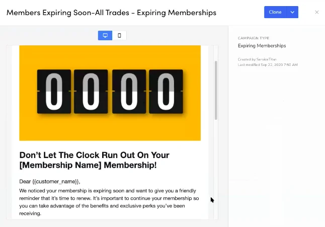 HVAC Email Marketing: Expiring Memberships Prompt