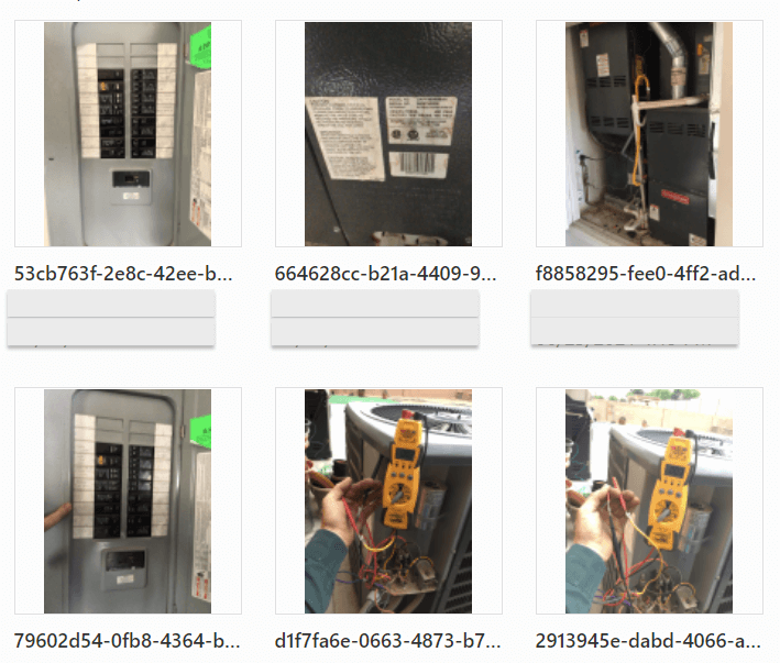 Photos of HVAC equipment needing repair can easily be stored within ServiceTitan's software