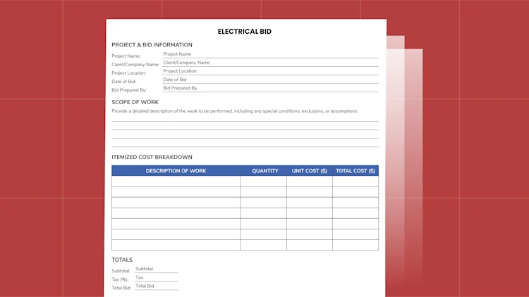 Commercial Electrical Bid Template: Free Download