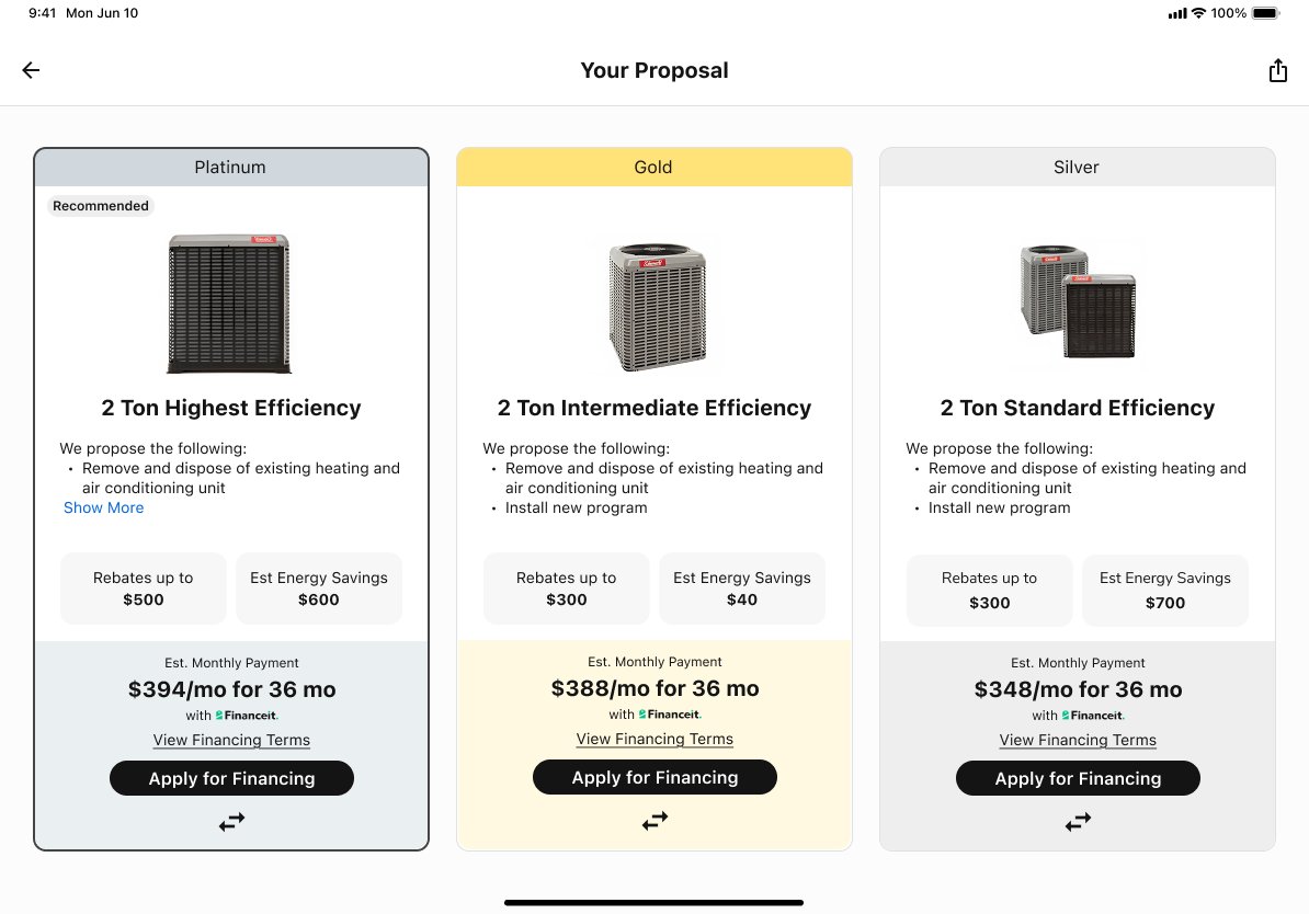 HVAC Proposal: Platinum, Gold, Silver (2 Ton Efficiency)