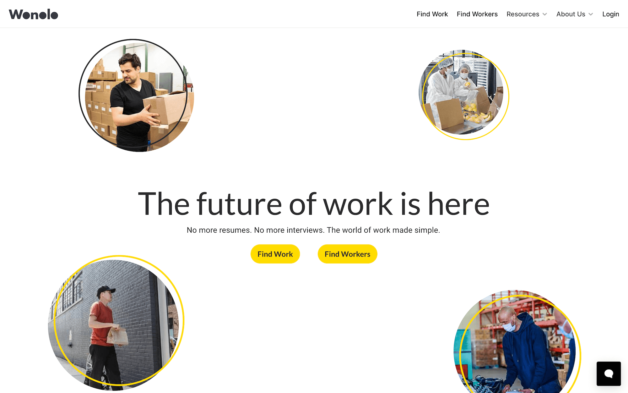 Wonolo homepage: The future of work is here