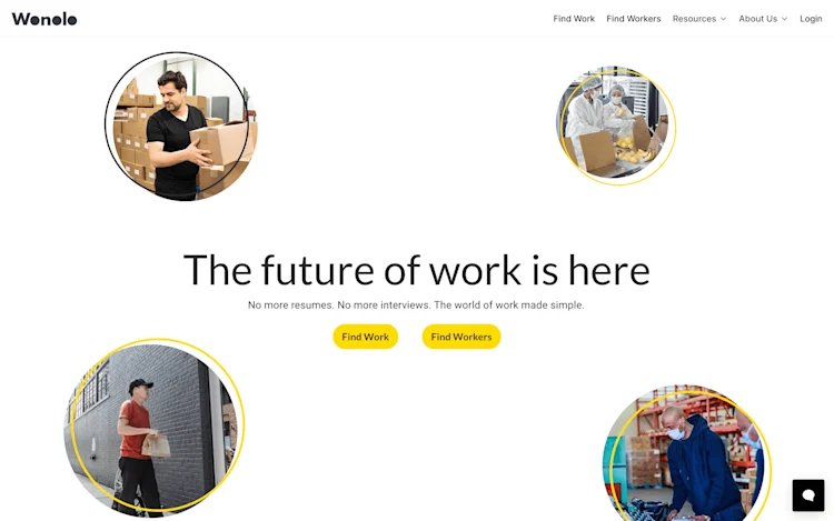 Wonolo homepage: The future of work is here