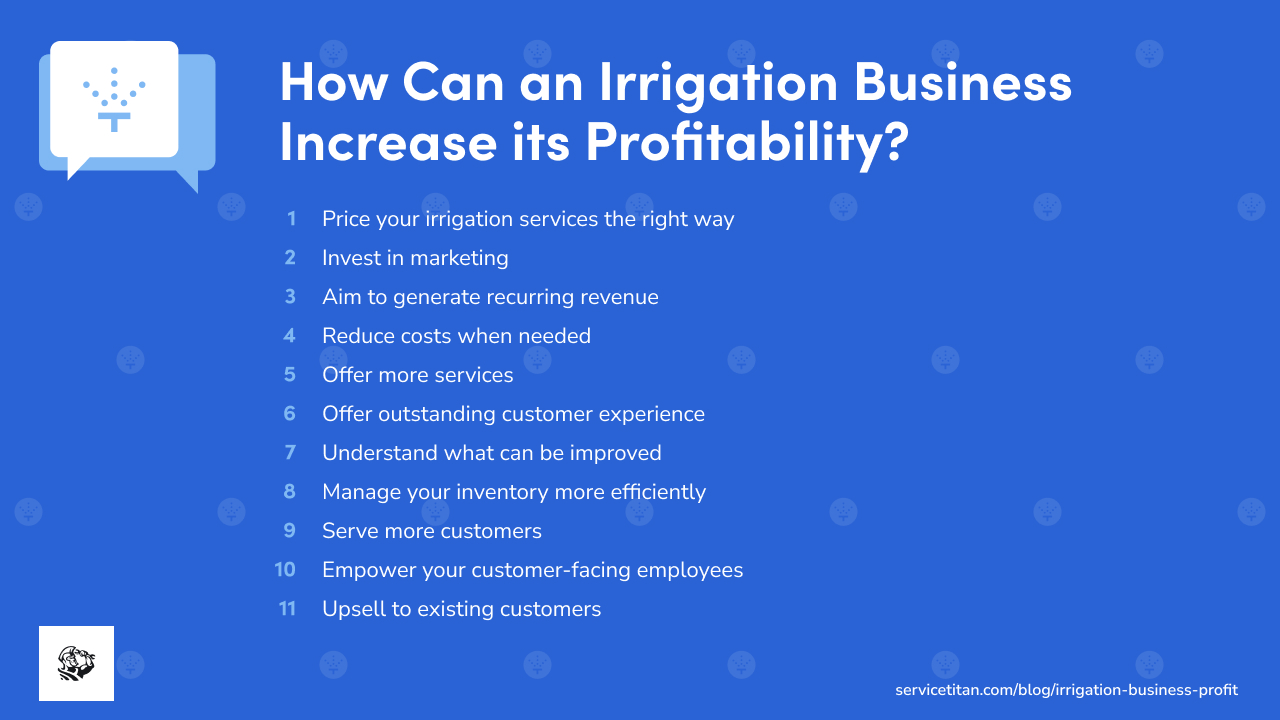 How an an irrigation business increase its profitability