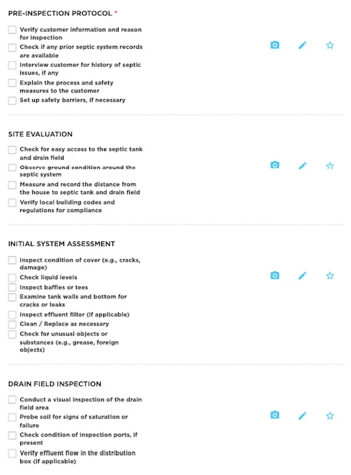 Septic System Maintenance Checklist example