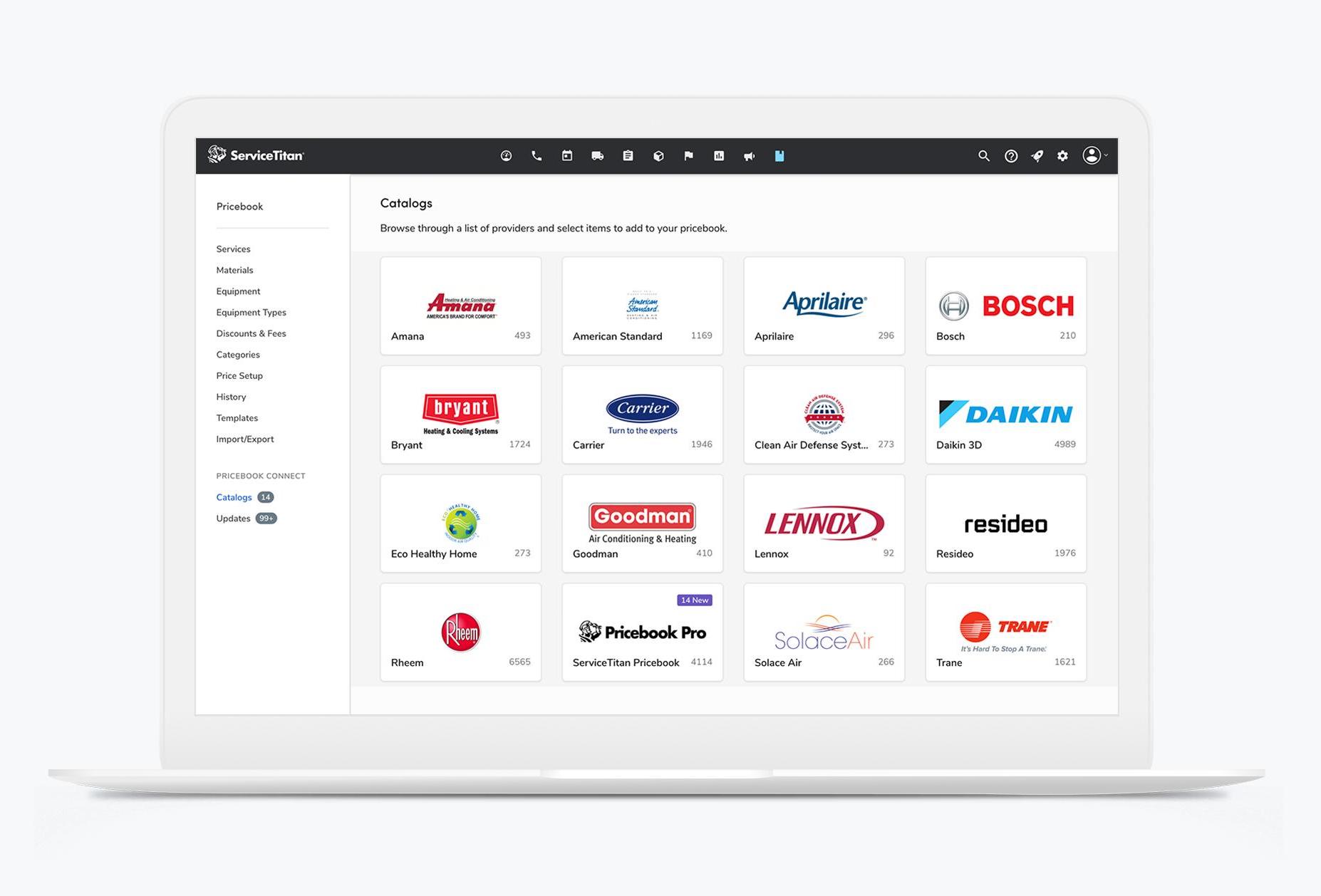 HVAC pricebook with ServiceTitan Pricebook Pro