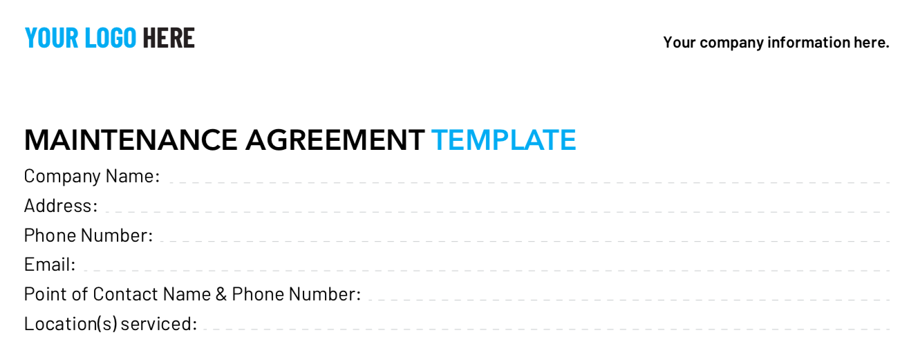 Maintenance Agreement Template: Company Name, Address, Contact Info
