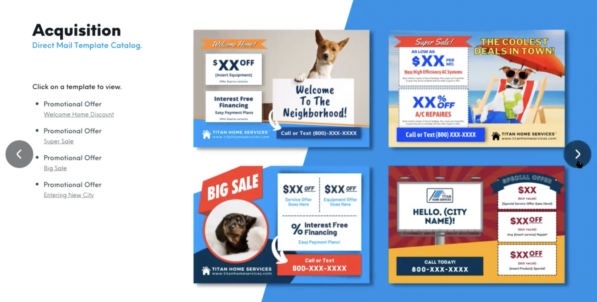 Plumbing postcard templates and designs in ServiceTitan: Acquisition