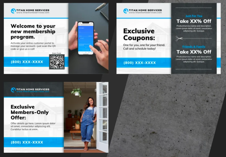 Membership Messaging Postcard Templates in ServiceTitan's Marketing Pro