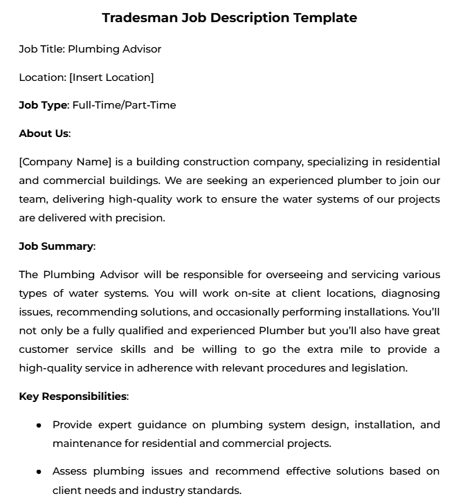 tradesman-job-description