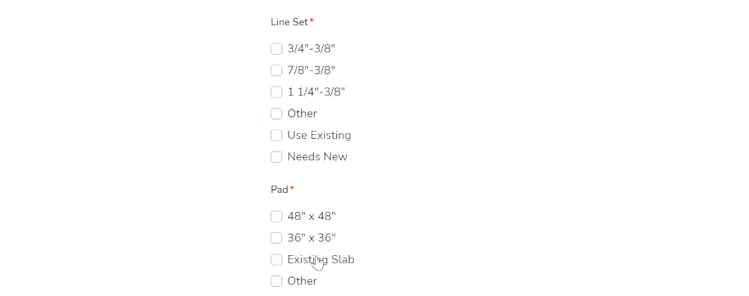 Custom Forms: Line set and Pad Checklist