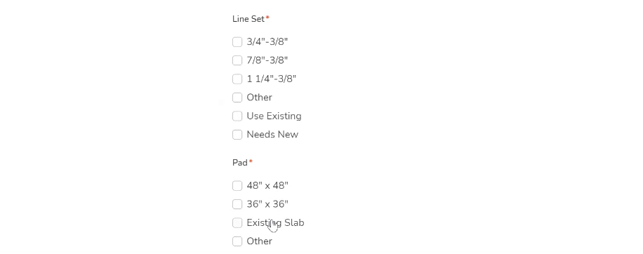 Custom Forms: Line set and Pad Checklist
