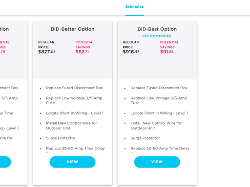 Estimates - Good Best Better Bid Options