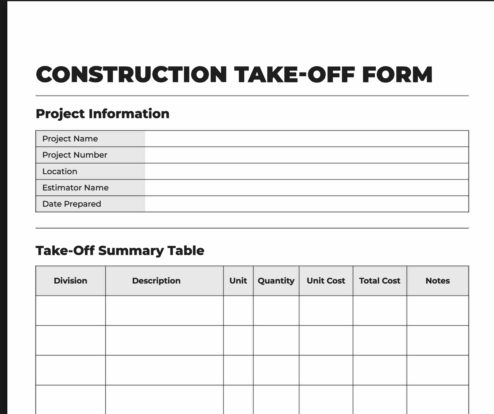 construction-take-off-template