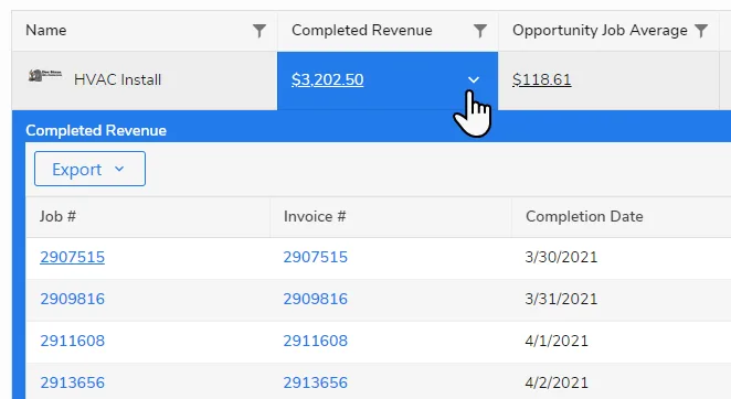 Completed Revenue: Details by Invoice, Job, and Completion Date