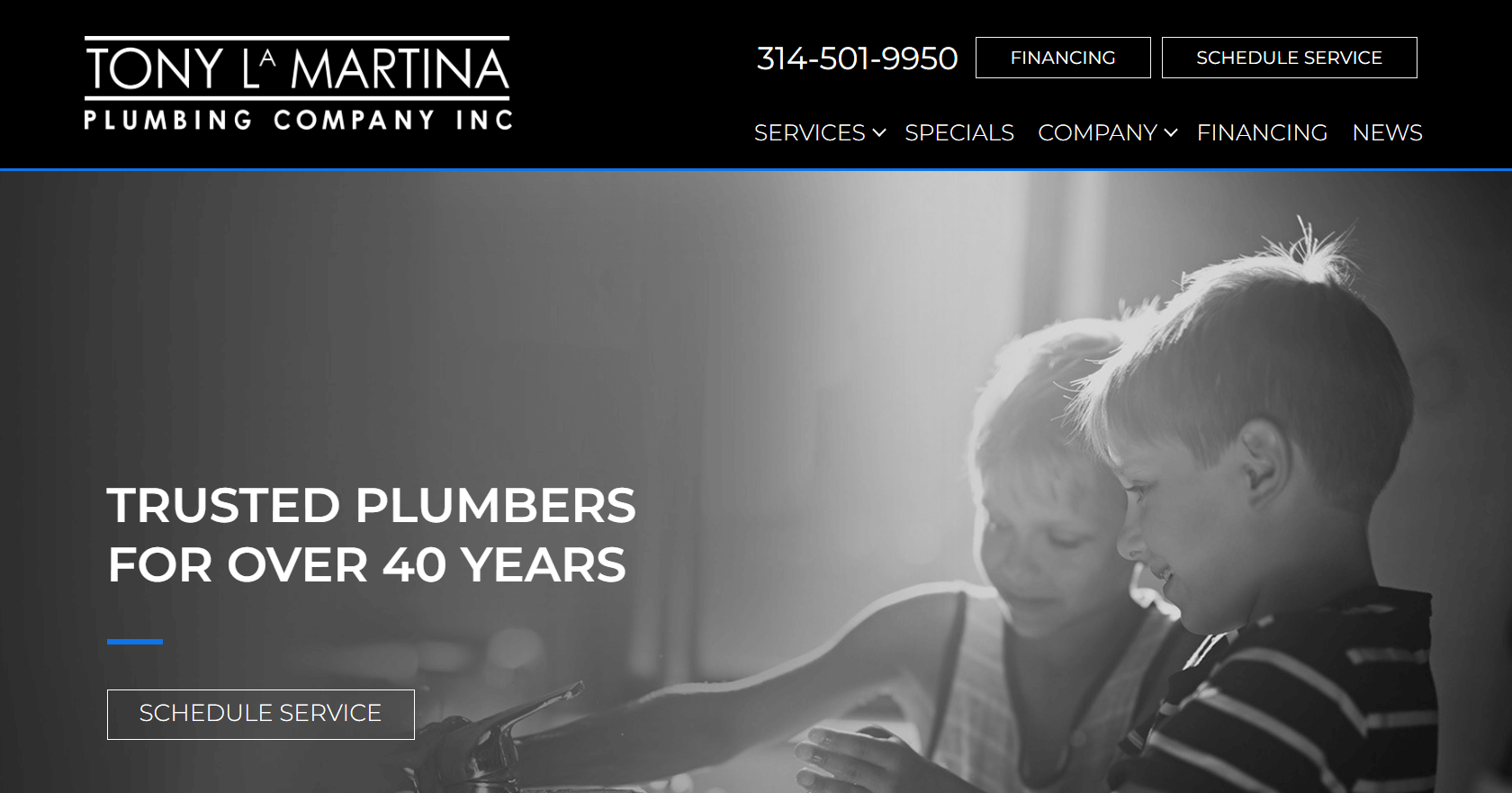 Tony LaMartina Plumbing Company homepage