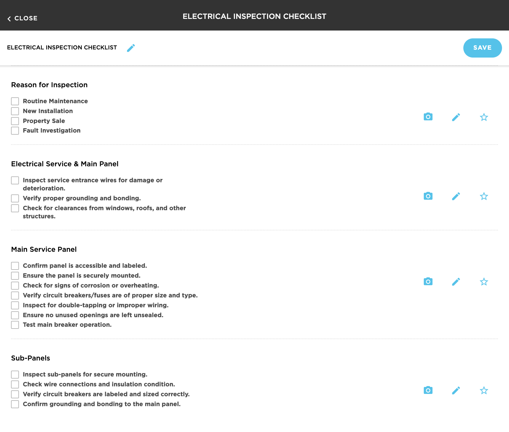 electrical inspection checklist