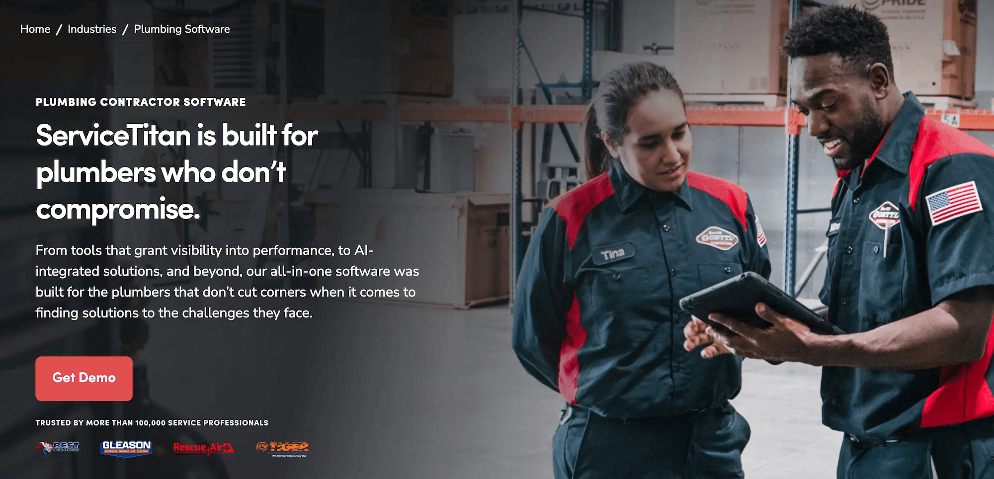 ServiceTitan Plumbing Contractor Software landing page