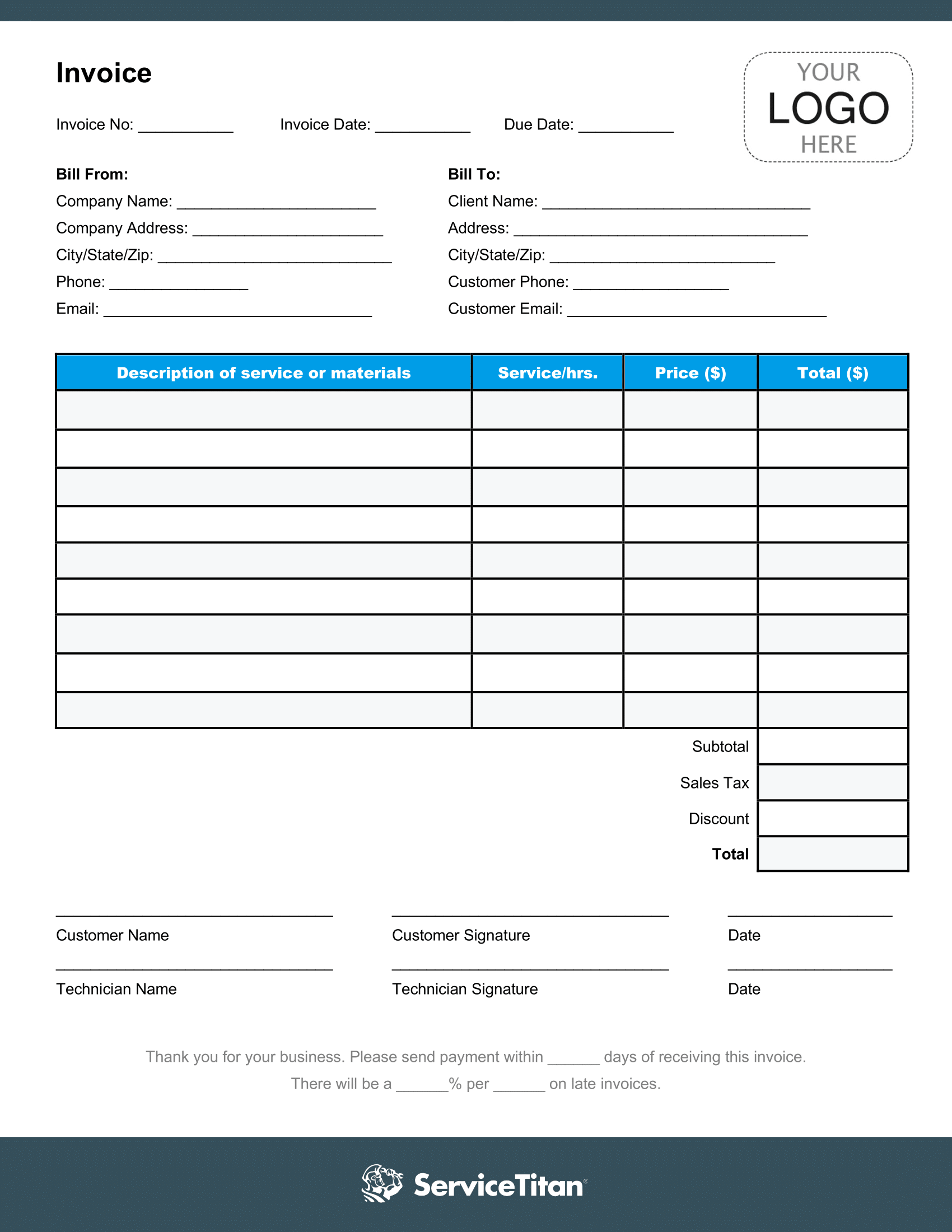 HVAC Invoice Template | clickable image