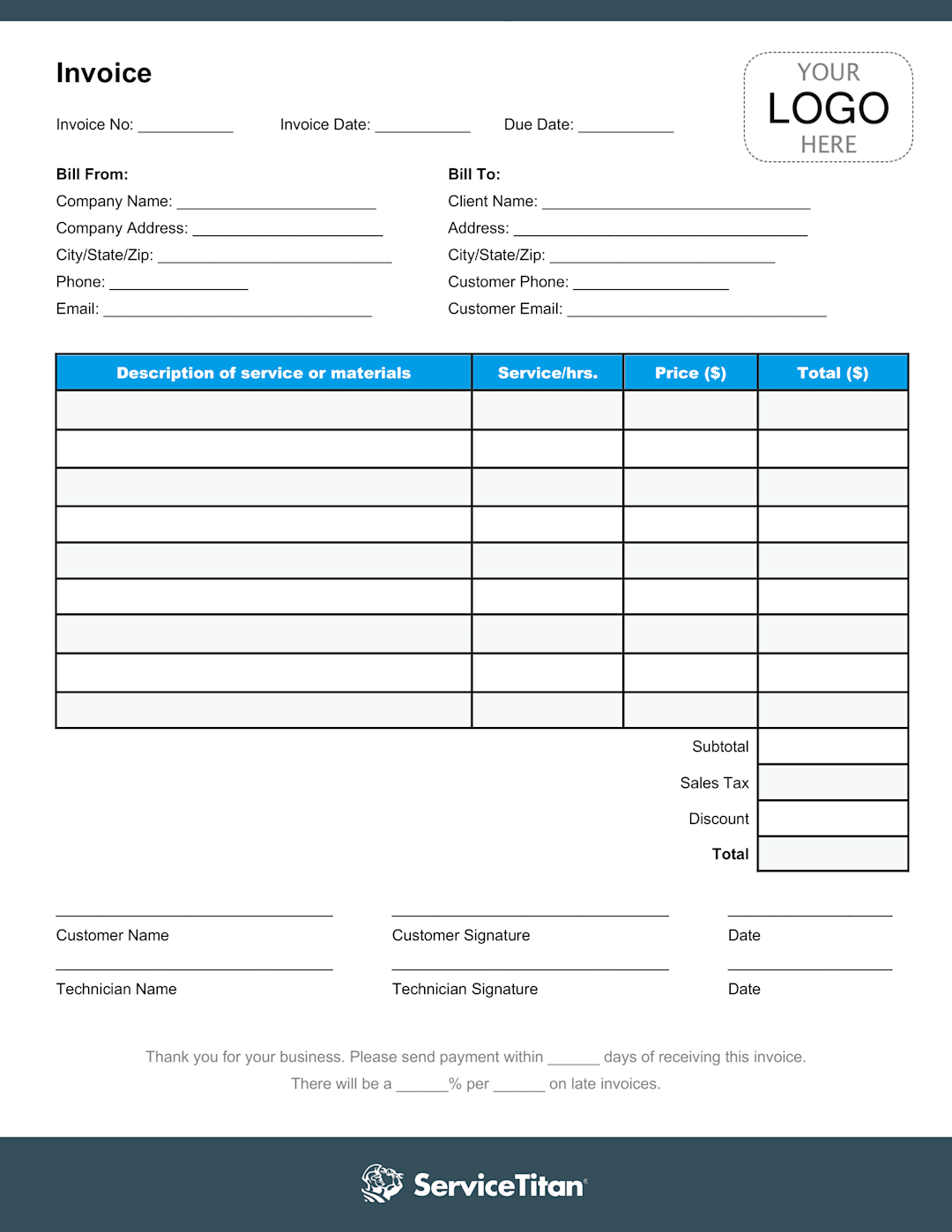 HVAC Invoice Template | clickable image