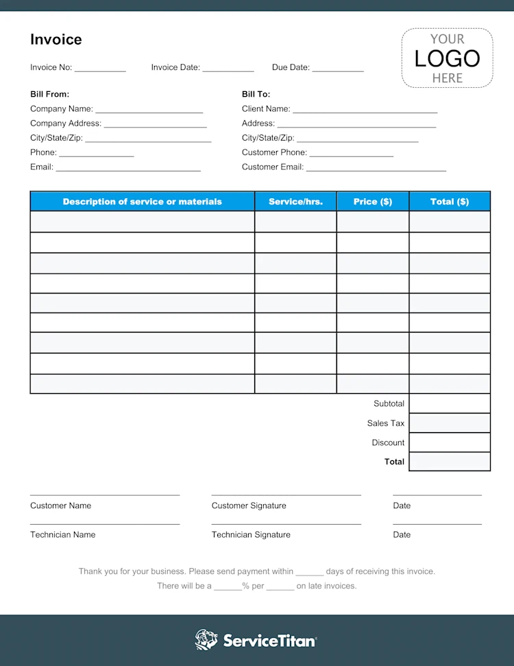 HVAC Invoice Template | clickable image