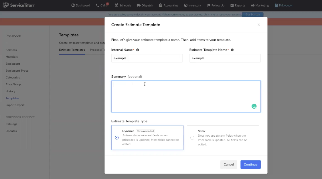 Creating an Estimate Template in ServiceTitan